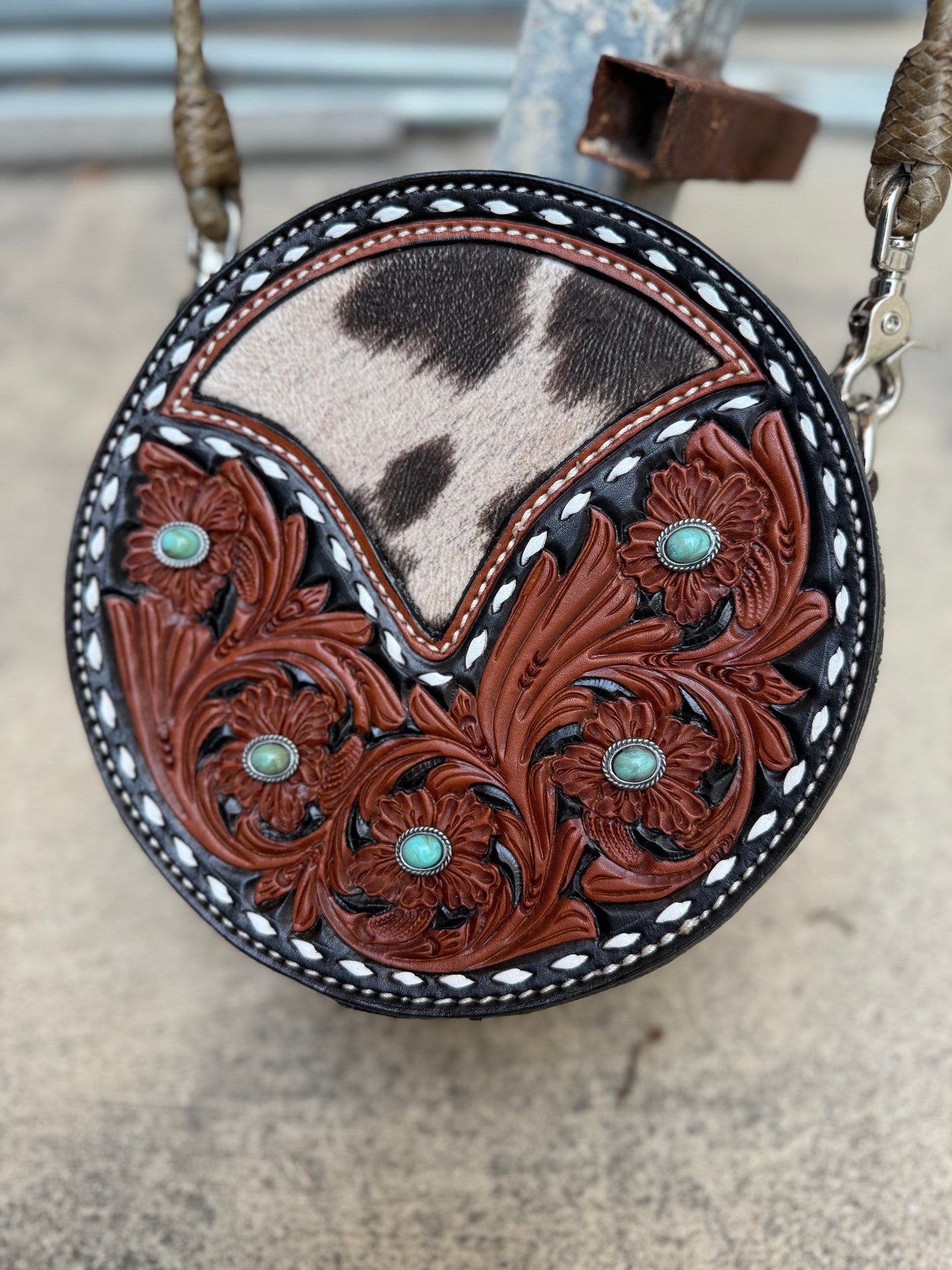 8" Turquoise Stone Canteen Handbag