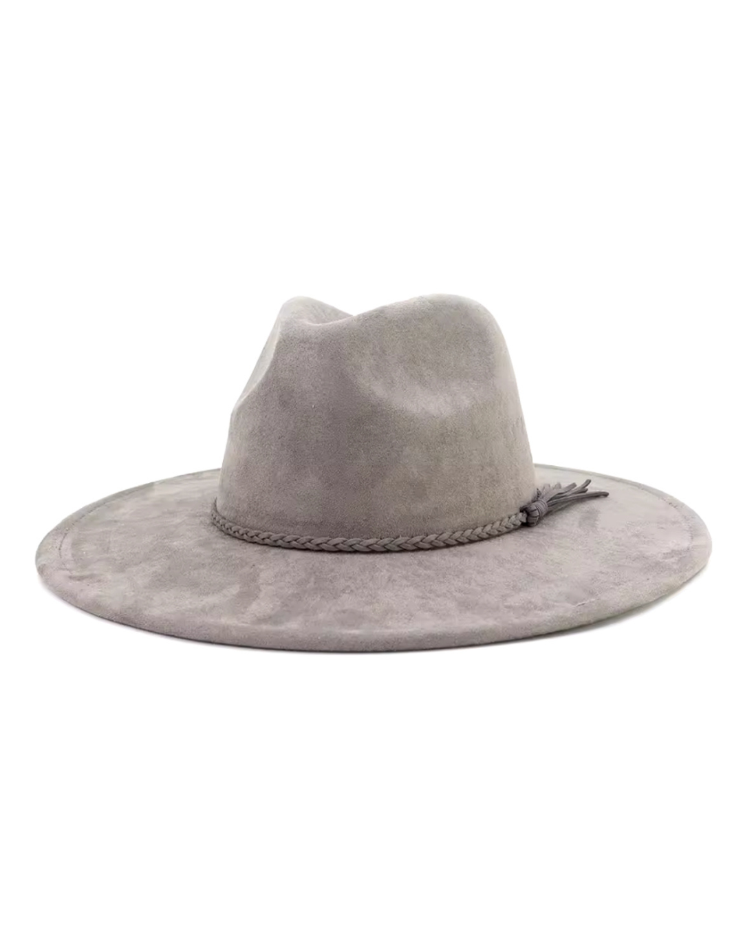Gray suede wide-brimmed hat