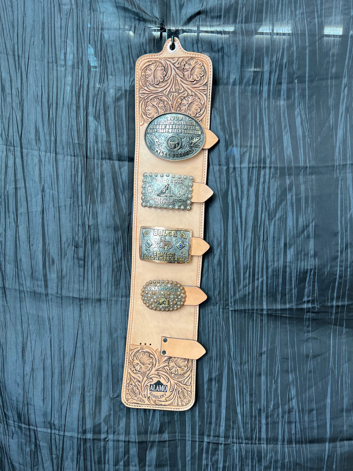 Golden antique FL Floral tooled buckle holder