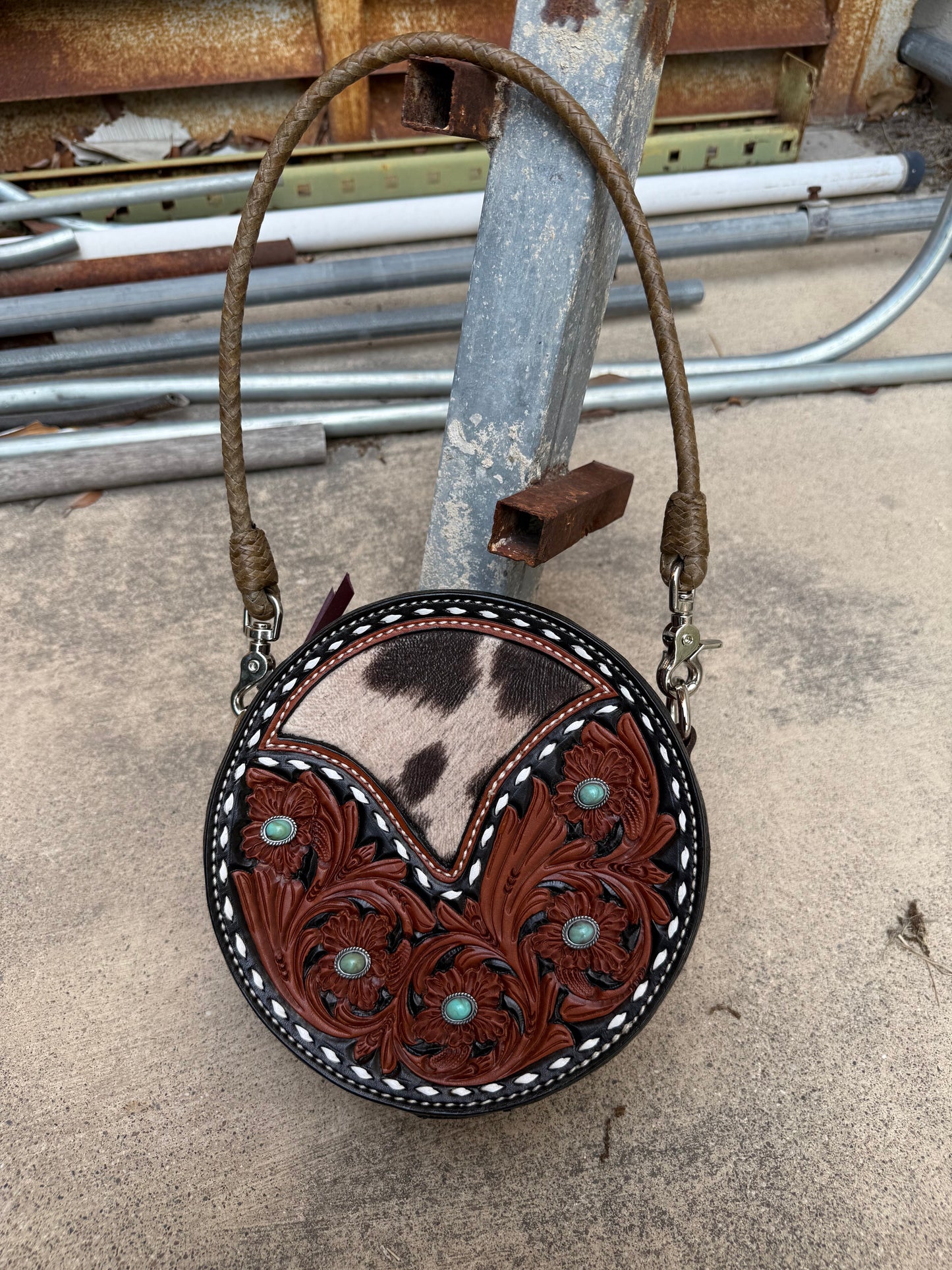 8" Turquoise Stone Canteen Handbag