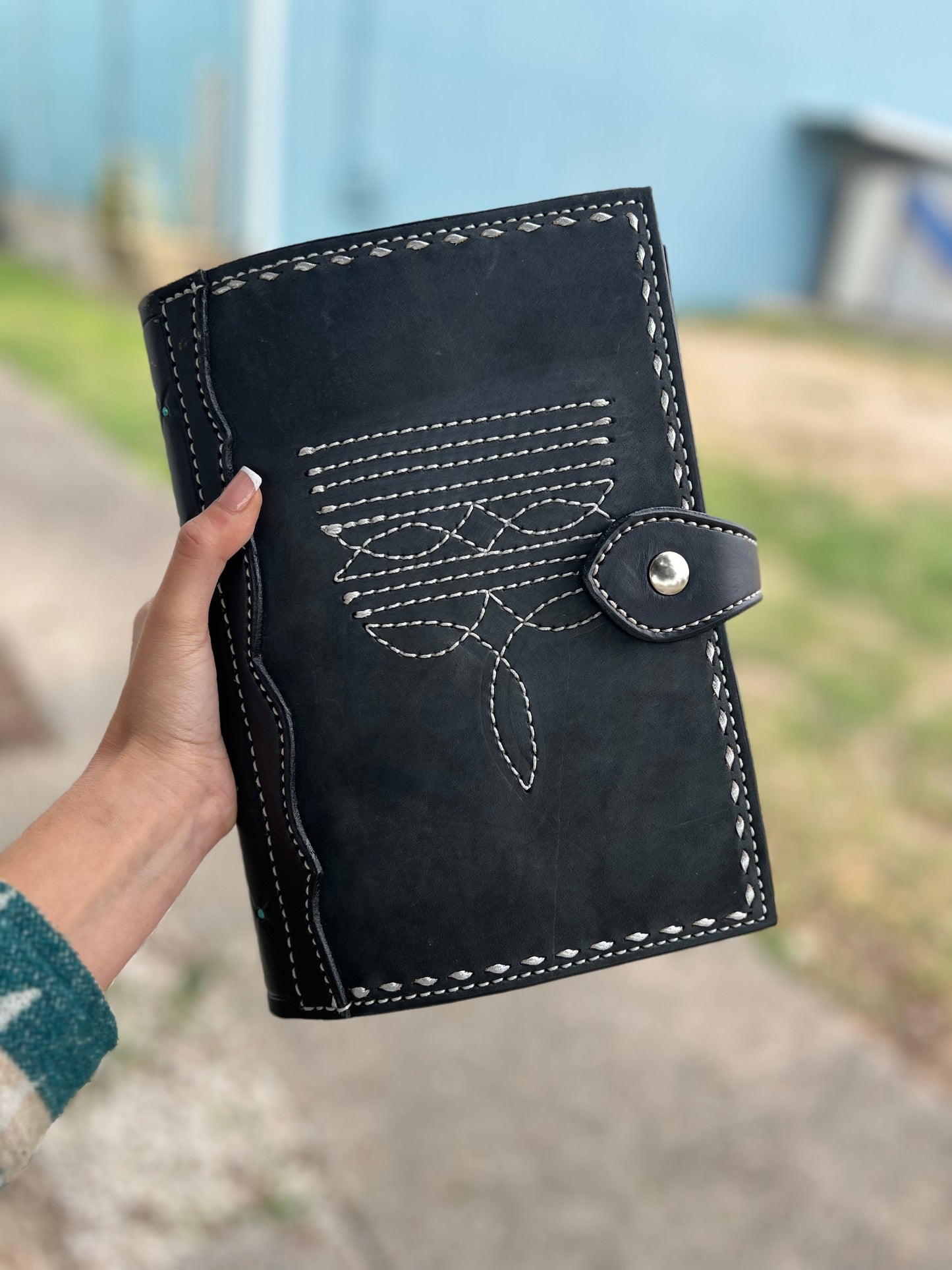 #8 Bible cover Cowboy Stitch- Black