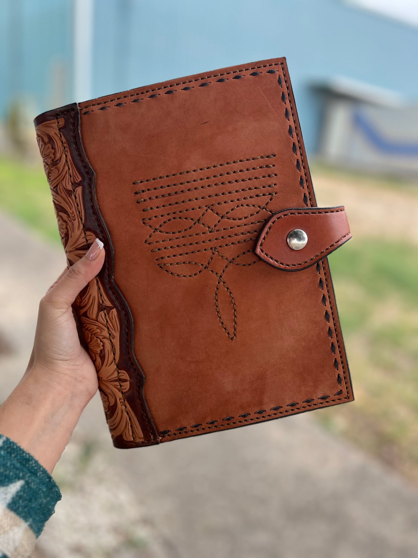 #9 Bible cover Cowboy Stitch- Toast