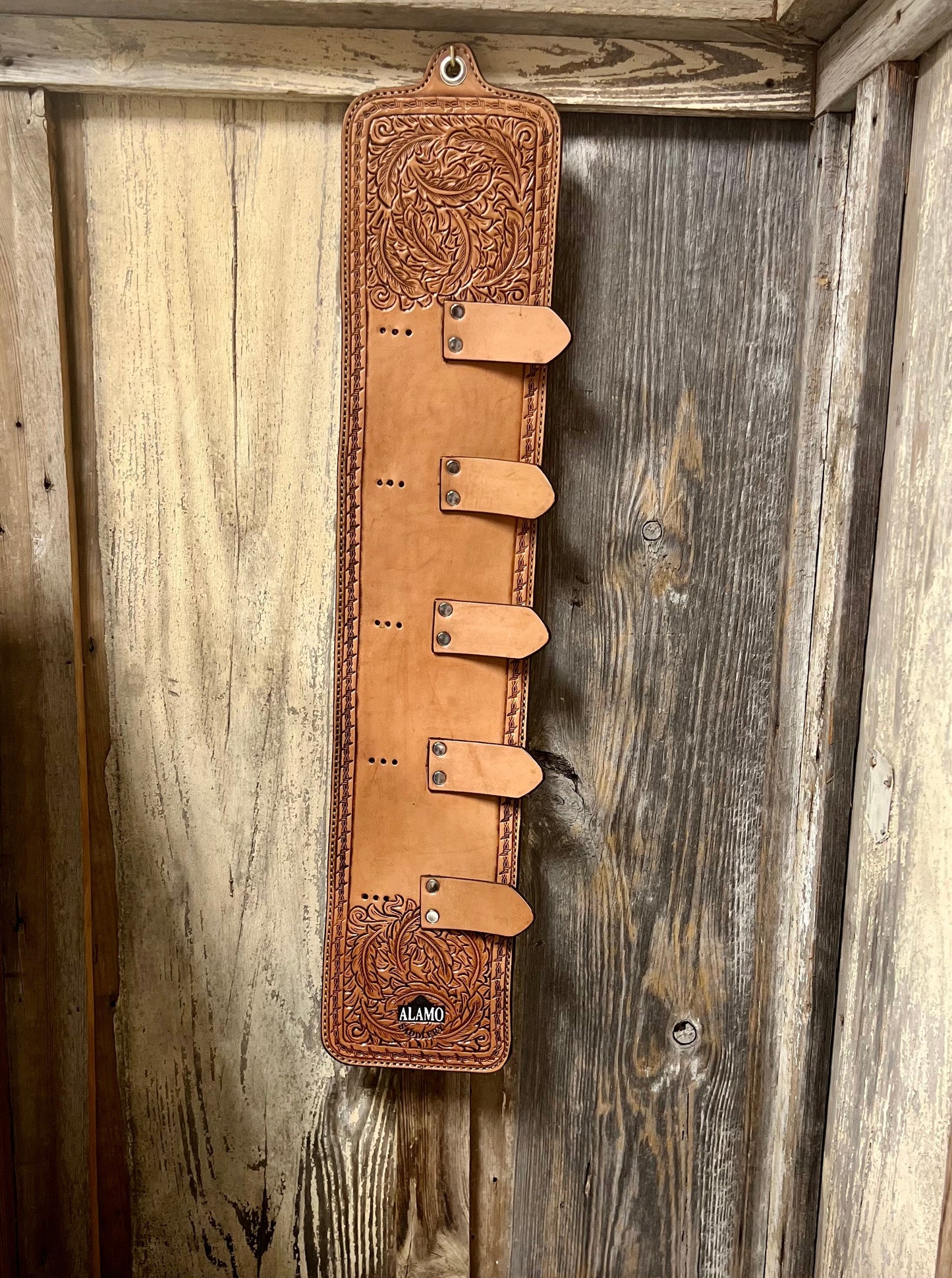 Golden Leather Cowboy Feather tool Buckle Holder