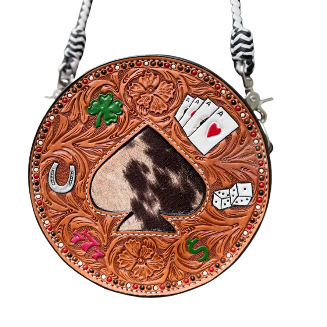 8" Lucky Charm Canteen Handbag (Cow Suede Ace)